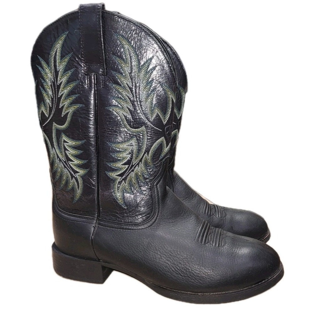 ARIAT Men's Heritage Western Boot Cowboy Leather Stockman Black Round Toe 9.5 EE